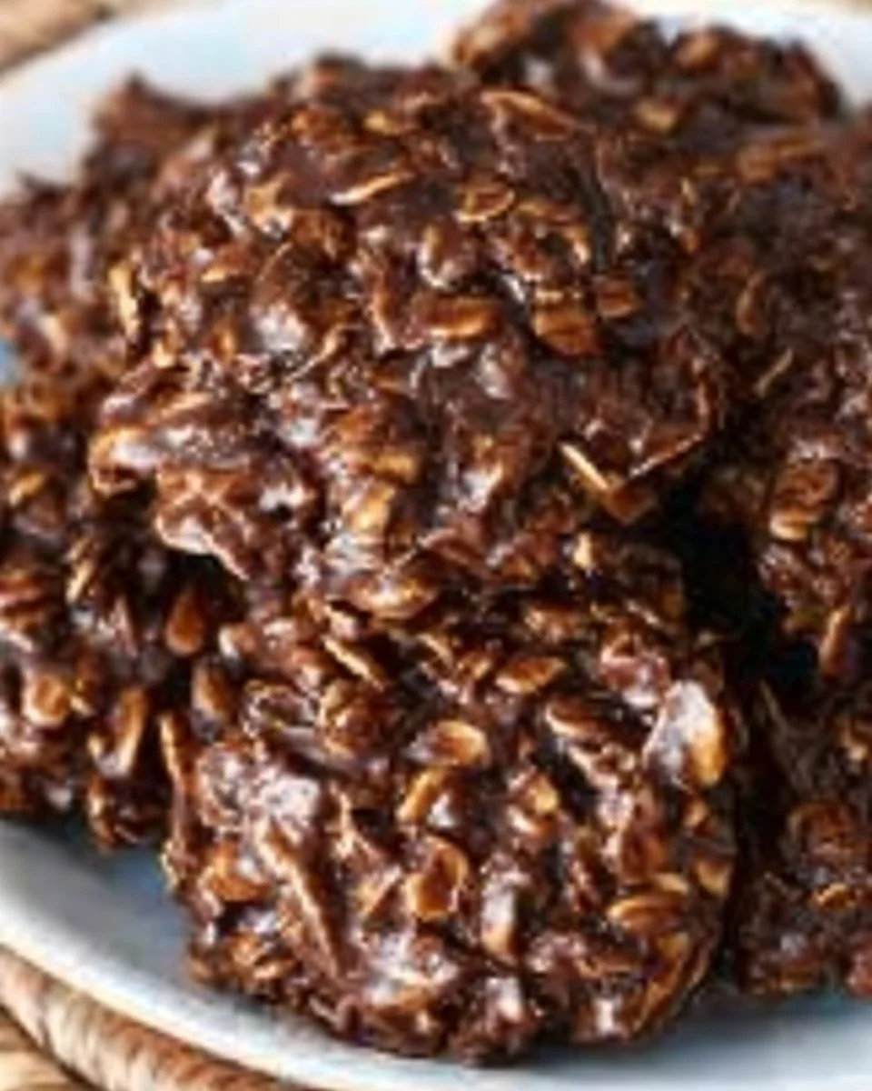 Delicious no bake chocolate oatmeal cookies displayed on a plate