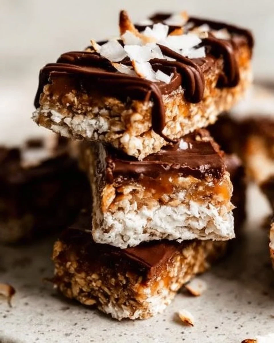 No bake toasted coconut date bars with coconut flakes and dates