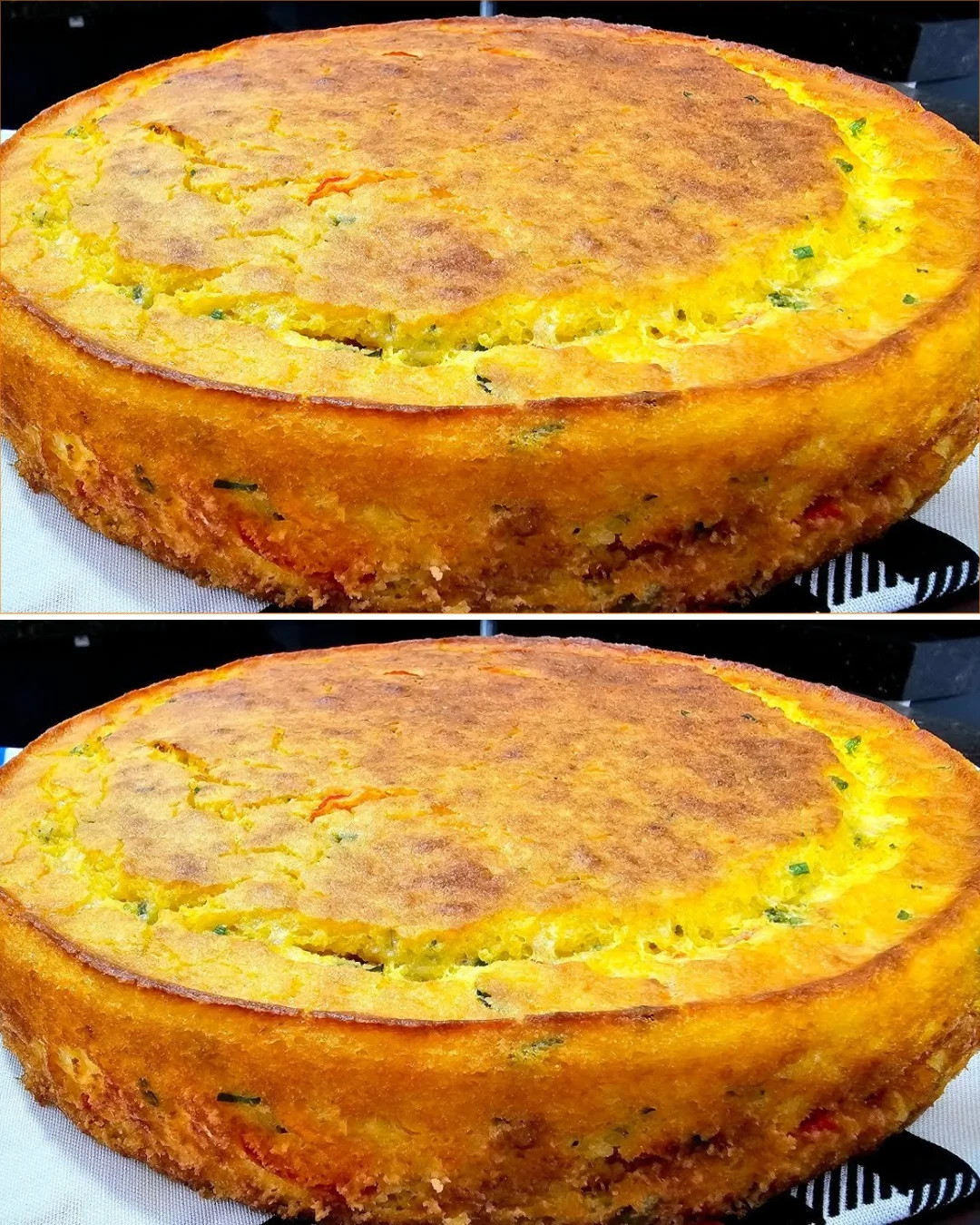 No-Flour Savory Seasoned Cake with herbs and spices on a plate