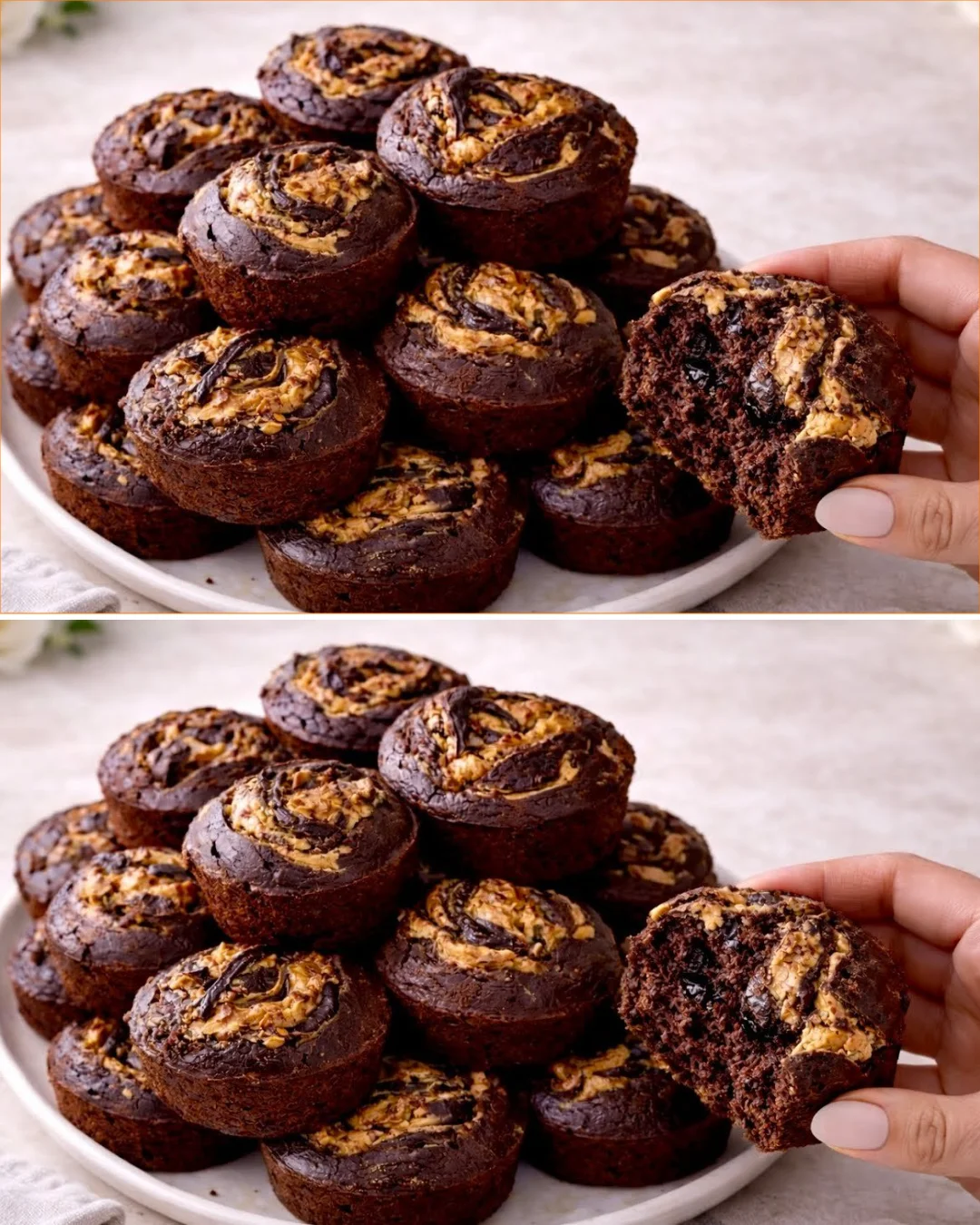 No sugar, no flour chocolate muffins in a rustic setting