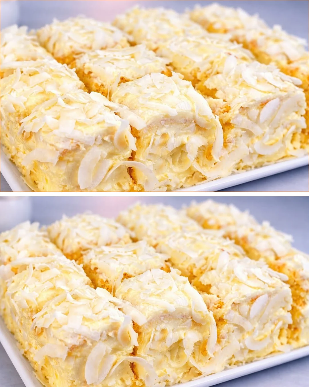 Delicious homemade Raffaello Cake with coconut and almond toppings