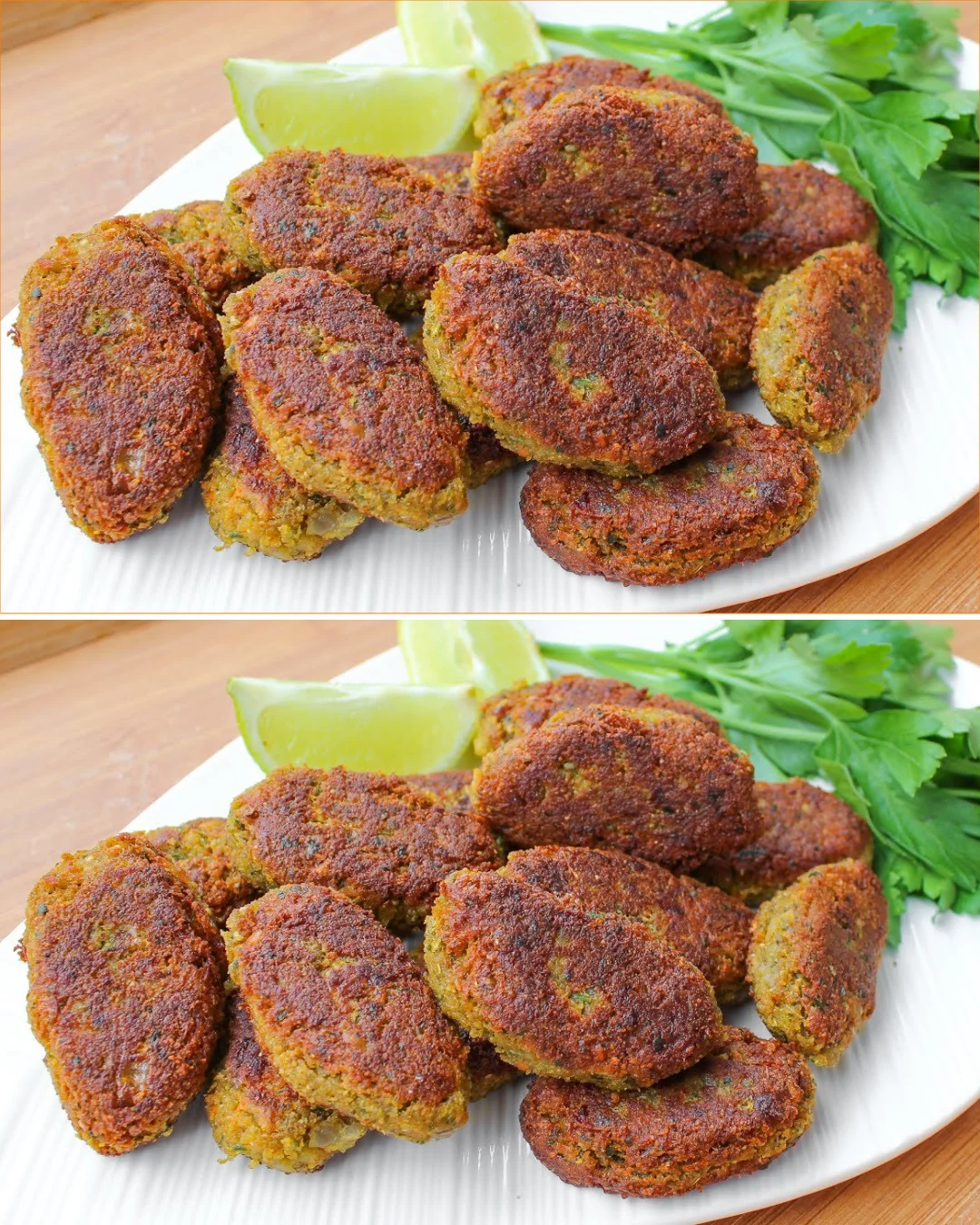 A plate of homemade Red Lentil Kebab served with salad and dipping sauce.