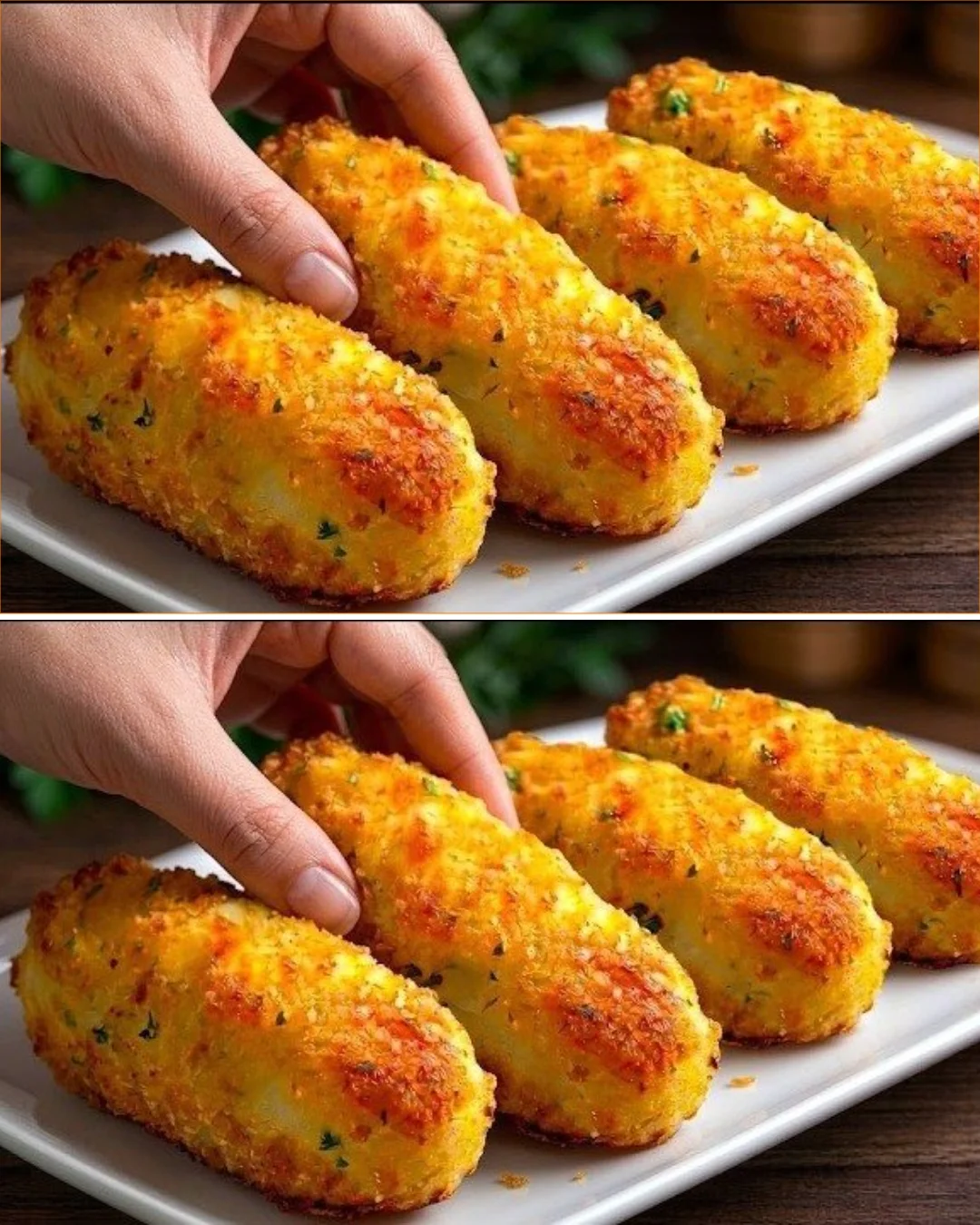 Plate of crispy Rice-Potato Patties ready to be served.