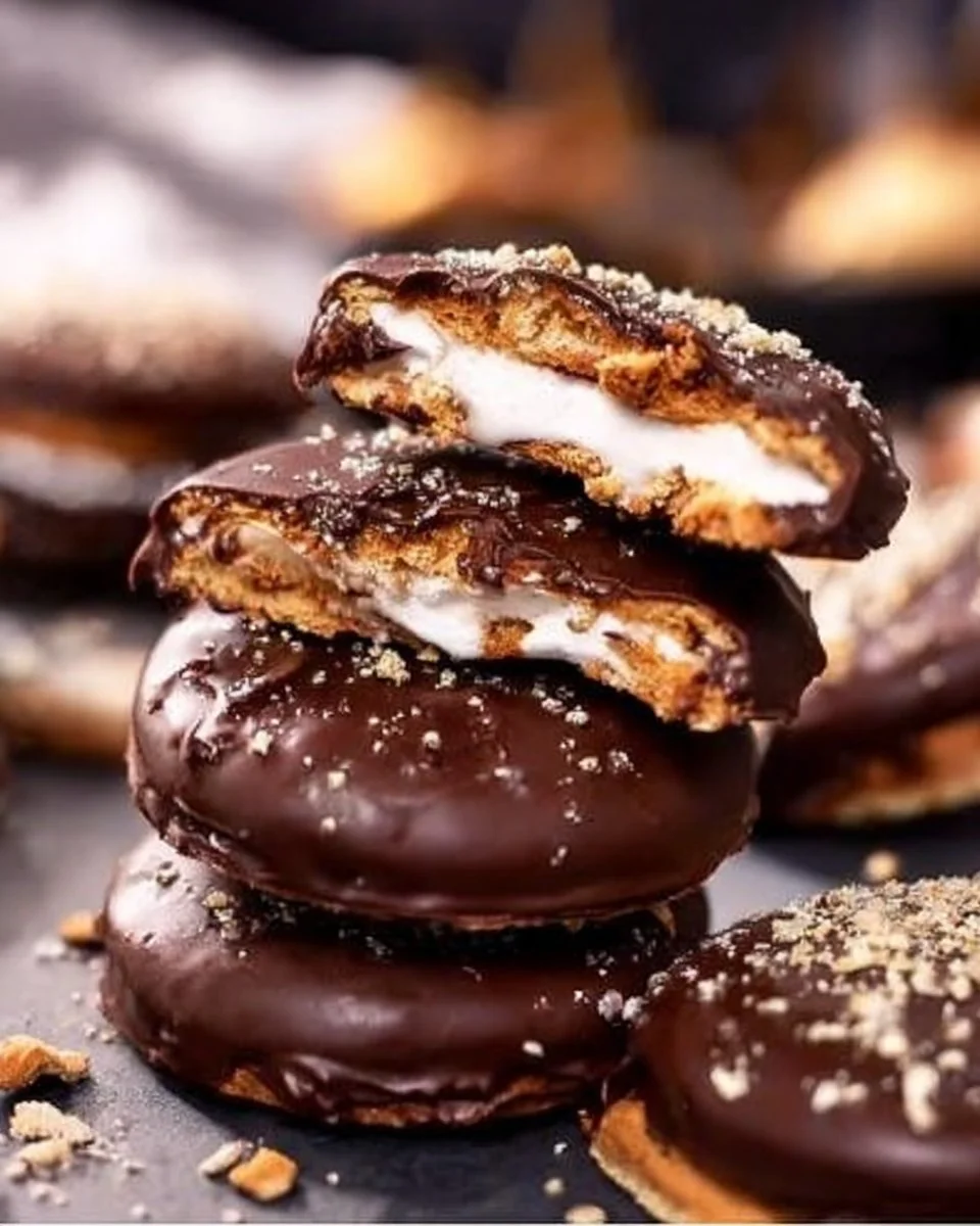 Delicious Ritz S'mores Cookies with chocolate and marshmallow