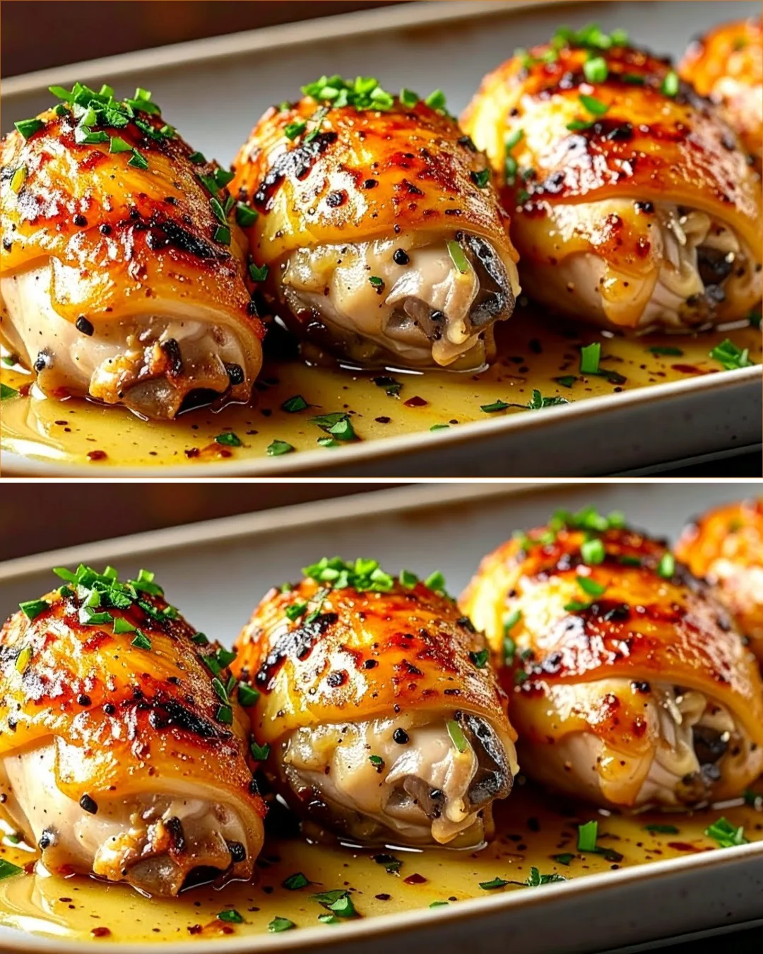 Deliciously stuffed chicken thighs with herbs and spices on a plate