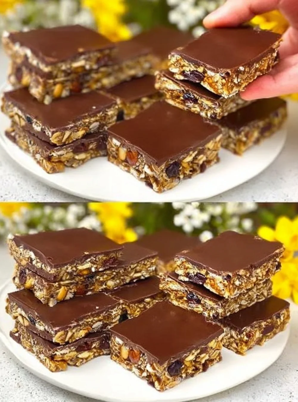 Sugar-free muesli energy bars made with oats, nuts, and seeds for a healthy snack.