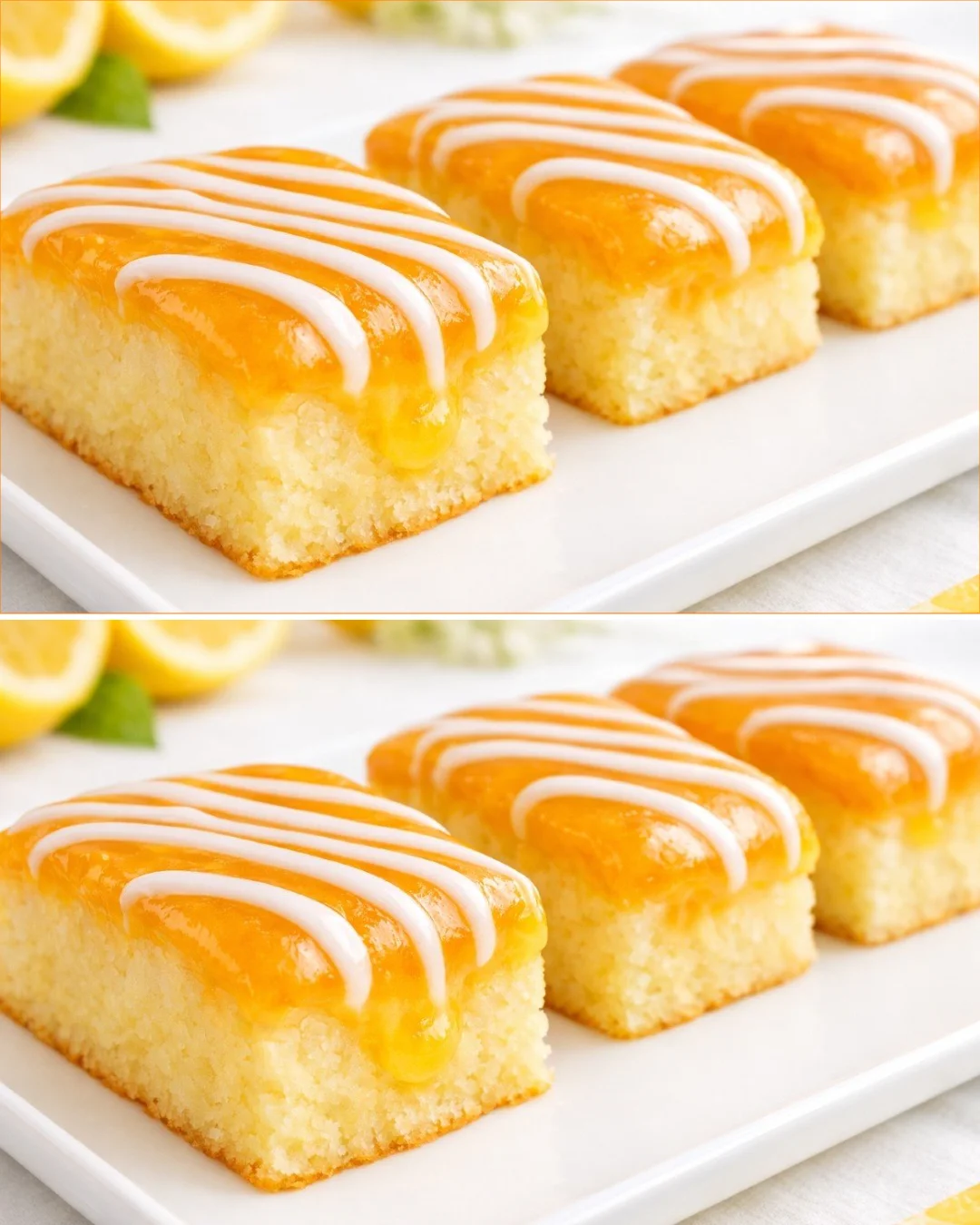 Delicious super moist lemon cake with frosting and fresh lemon slices