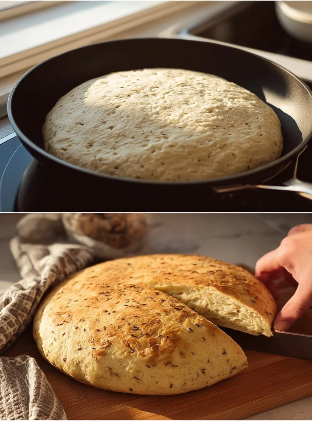 Homemade bread made without an oven, showcasing delicious loaves.