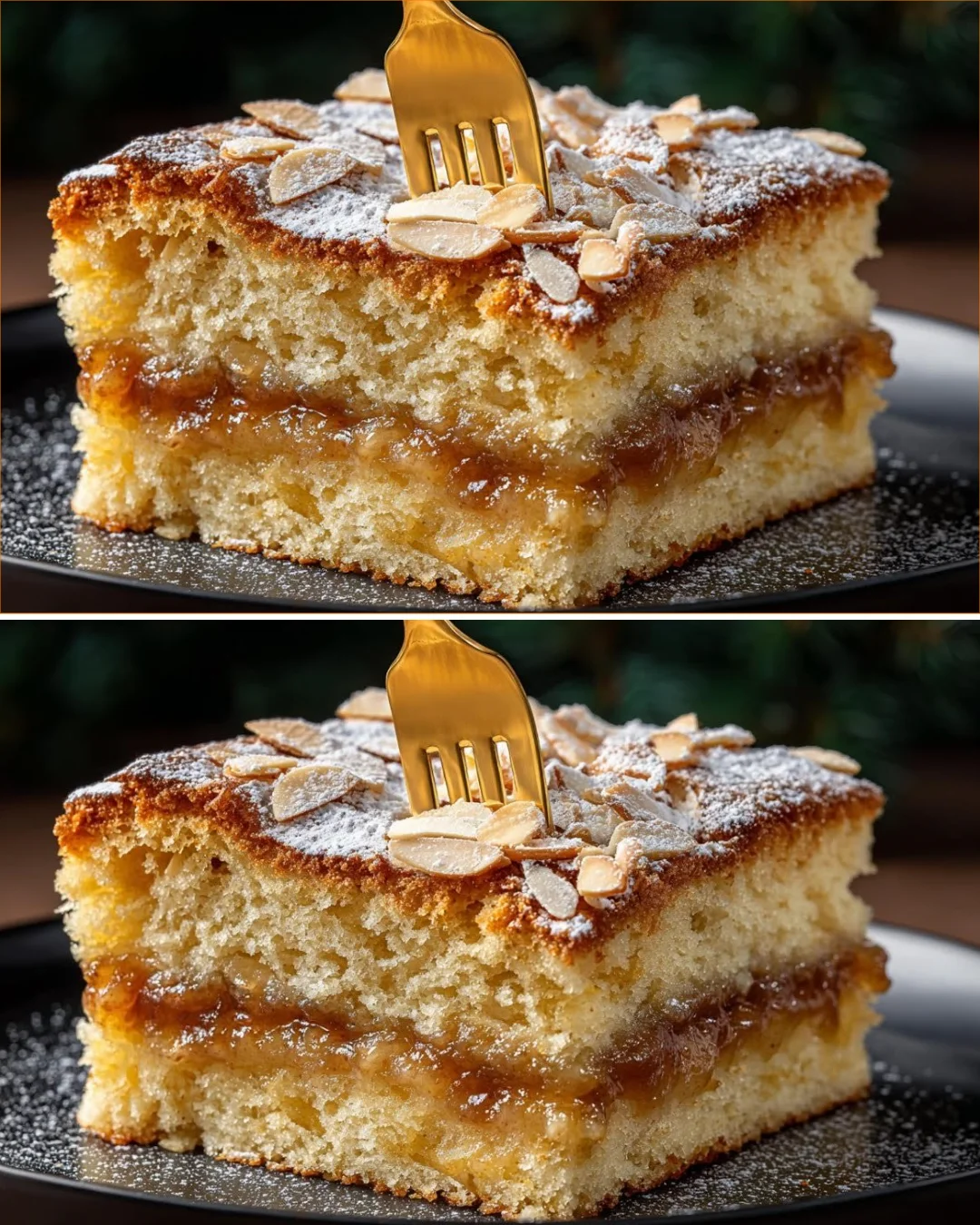 Delicious Yogurt Cake topped with sweet Apple Jam on a plate