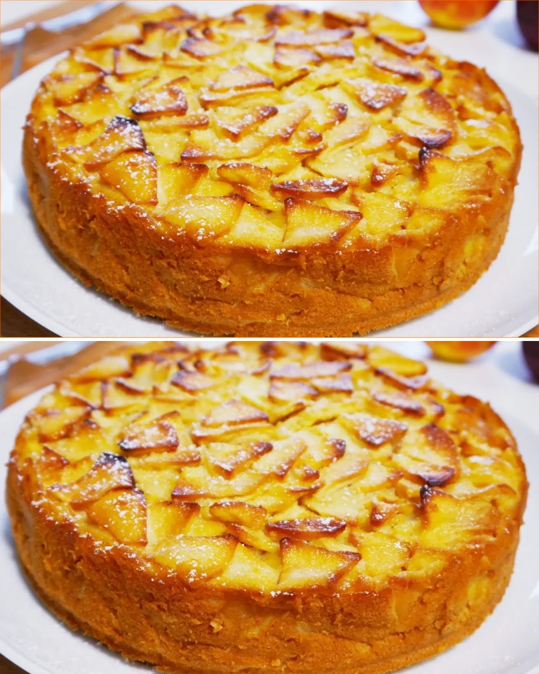 Delicious apple cake made with four apples, ready in ten minutes