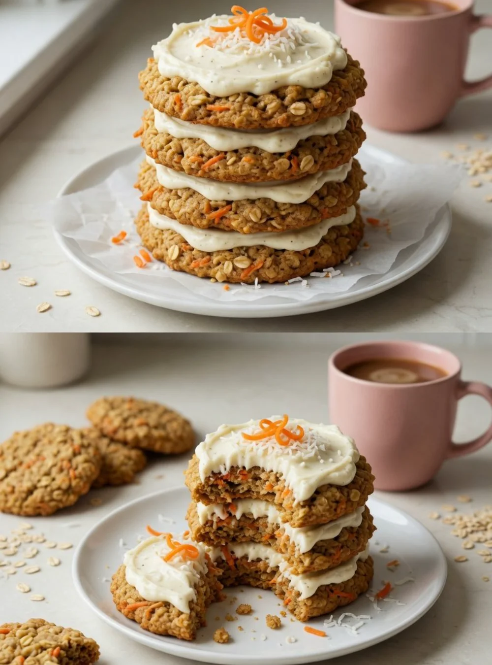 4 Ingredient No Bake Carrot Oatmeal Cookies on a plate