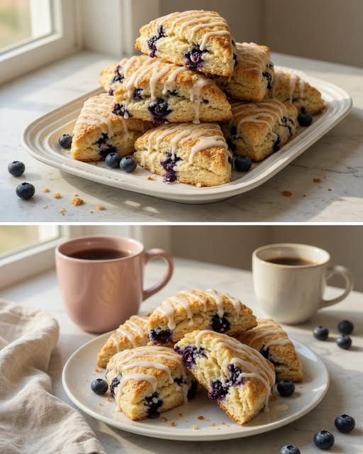 Lemon-Glazed Blueberry Scones