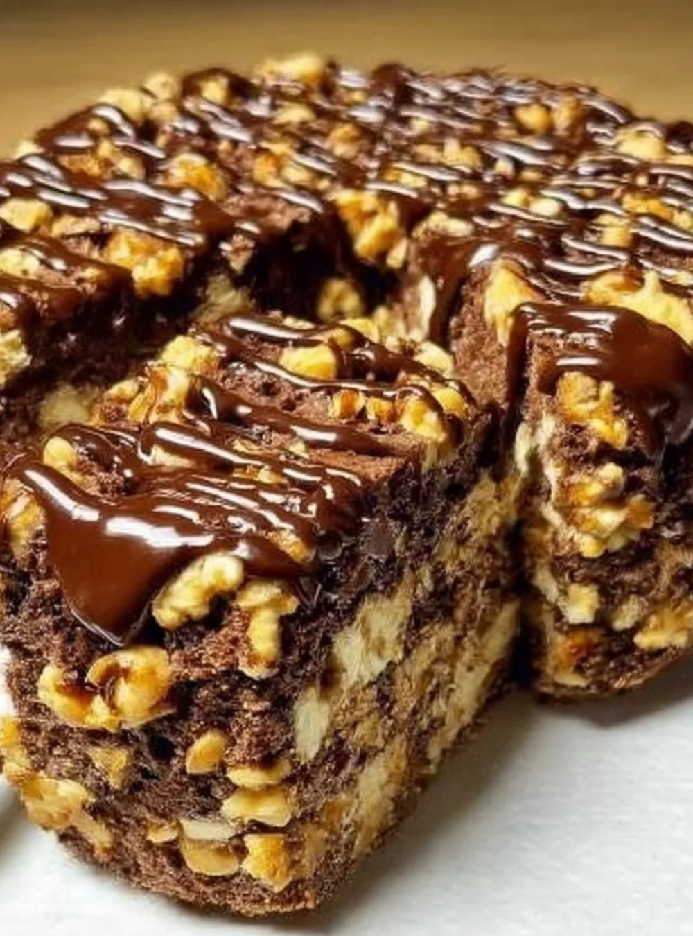 Delicious 8-minute no-bake cake with chocolate and cream toppings