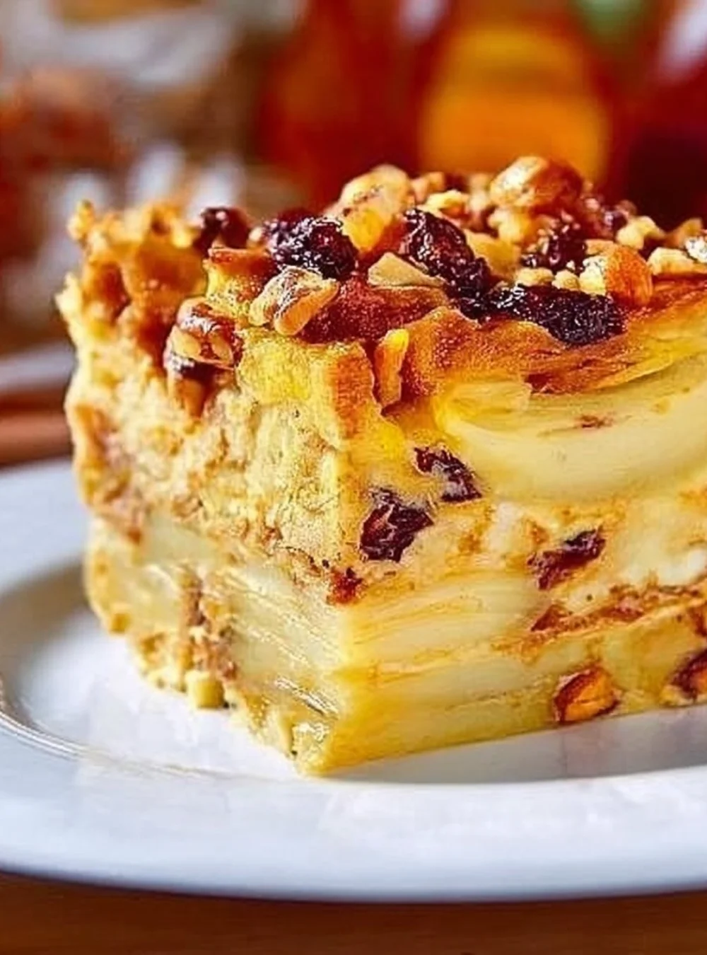 Deliciously baked apple cake topped with fresh apples and spices