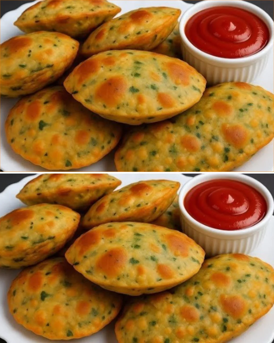 Crispy wheat flour snacks served on a plate with a dipping sauce.