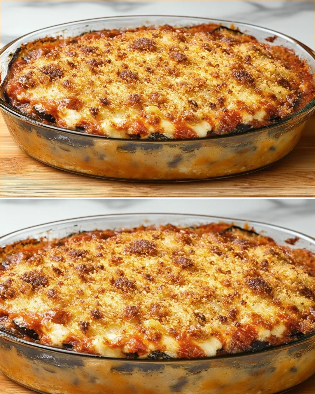 Dish of eggplant pizzaiola served with fresh herbs and tomato sauce