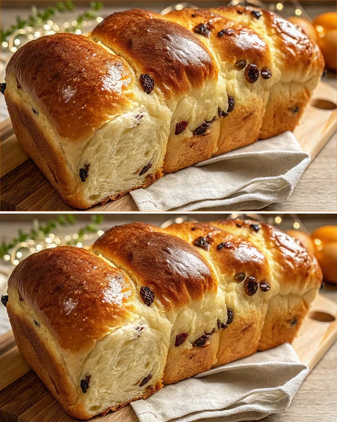 Loaf of freshly baked bread from Grandma's recipe, golden brown and fluffy.