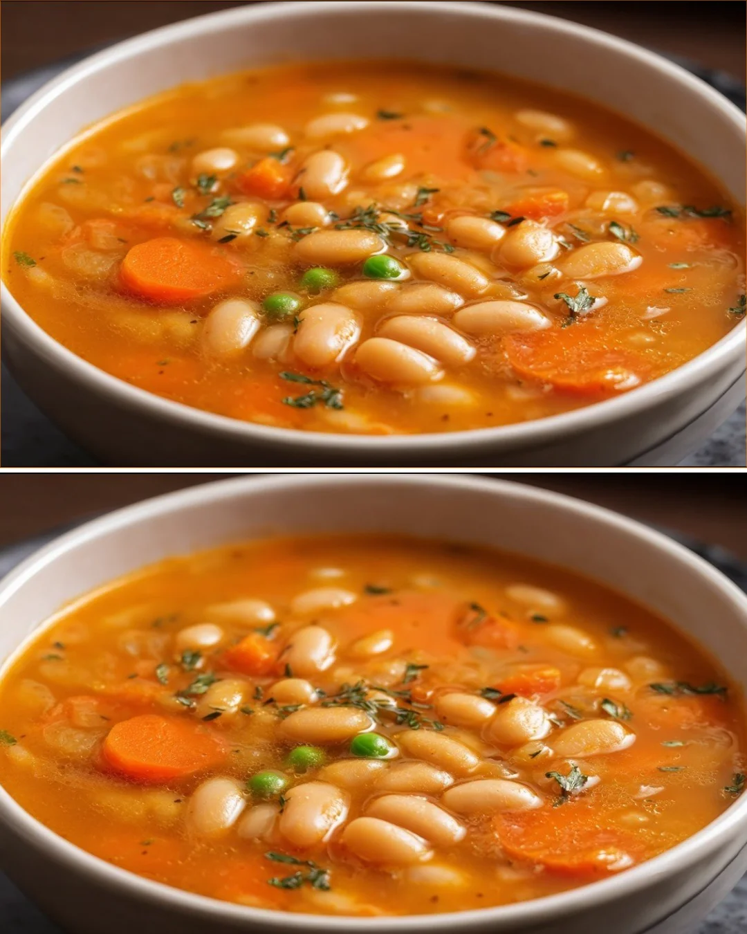 Bowl of Healing White Bean Soup with fresh herbs and olive oil drizzle