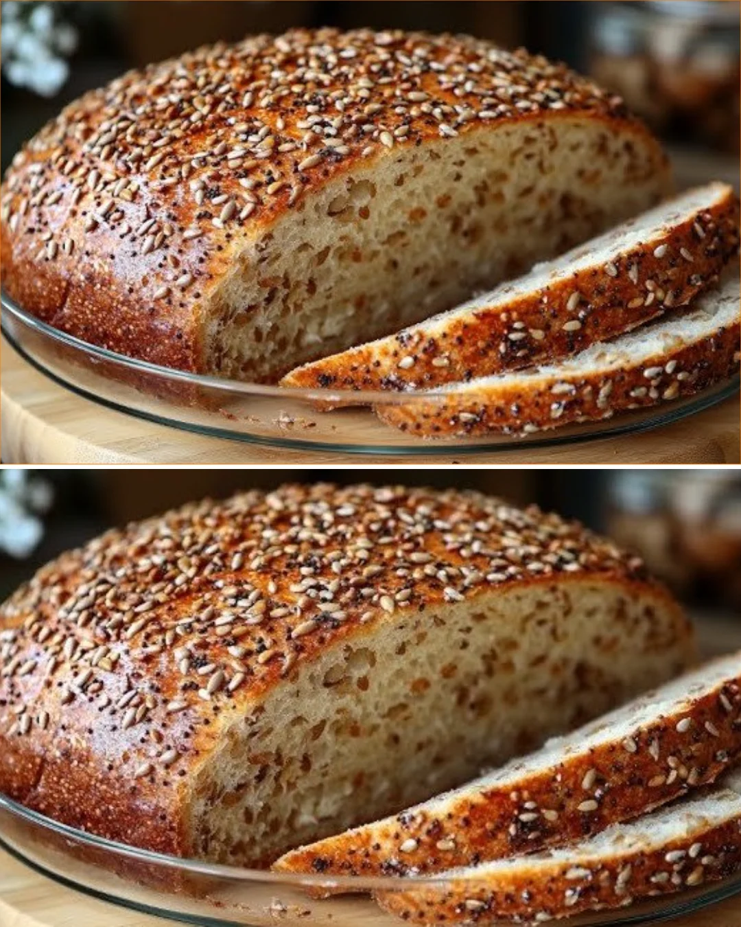 A sliced loaf of healthy bread made in 5 minutes, showcasing its texture and color.