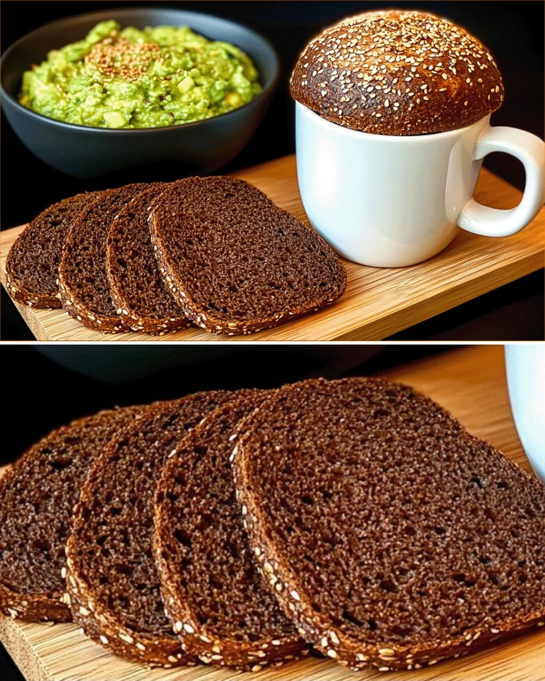 Healthy mug bread ready for serving in a ceramic cup.