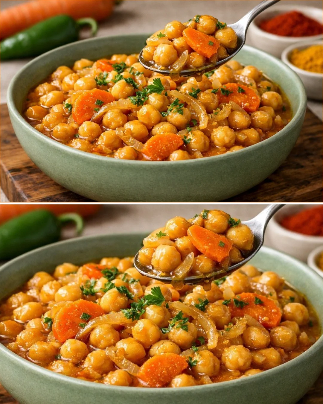 Delicious high-protein chickpea recipe garnished with fresh herbs