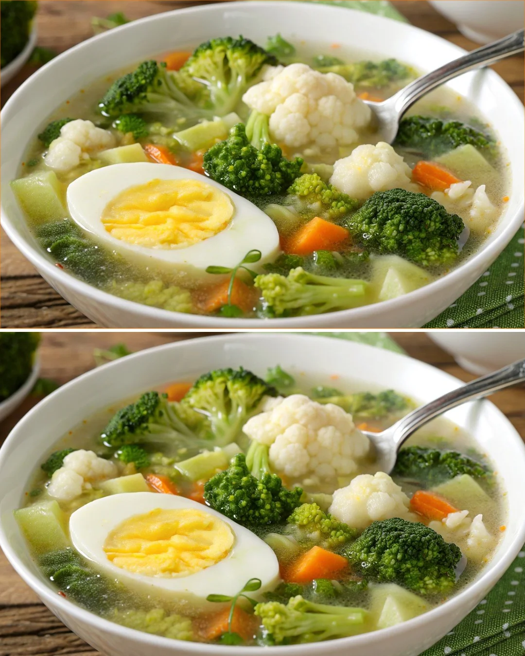 Bowl of homemade vegetable soup with fresh vegetables and herbs