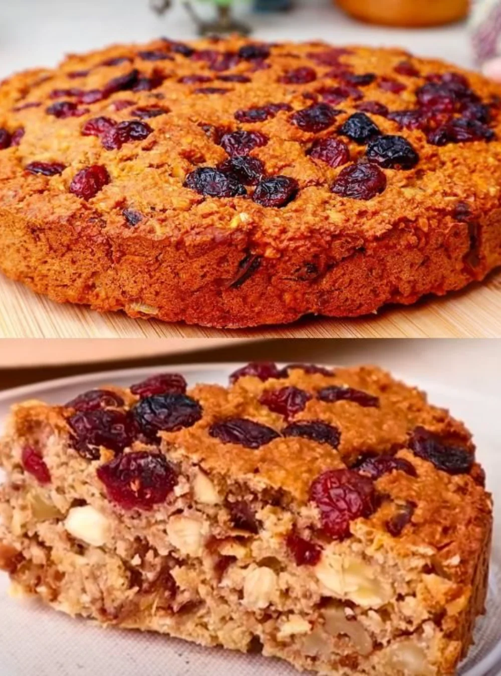Delicious apple nut cake made with apples, nuts, and oats