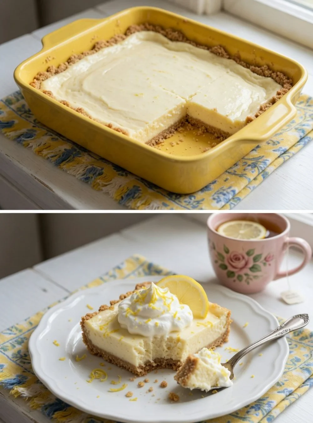 Delicious Lemon Cream Cheese Bars with a buttery crust and creamy filling