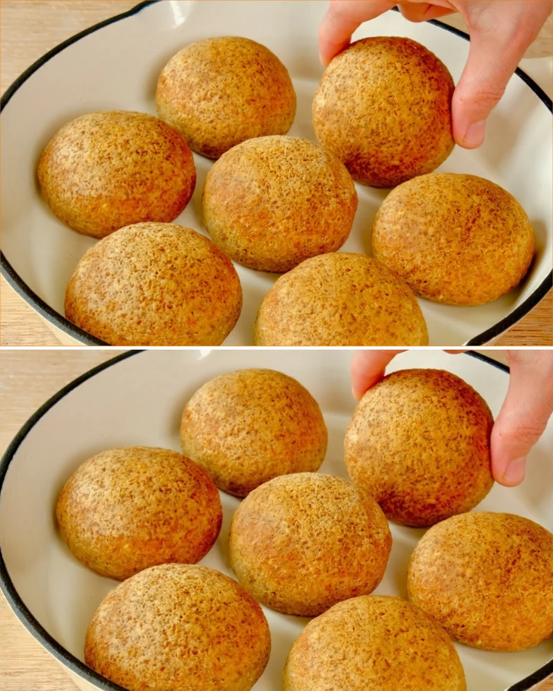 Lentil Bread Rolls topped with Chia Caviar on a rustic wooden table