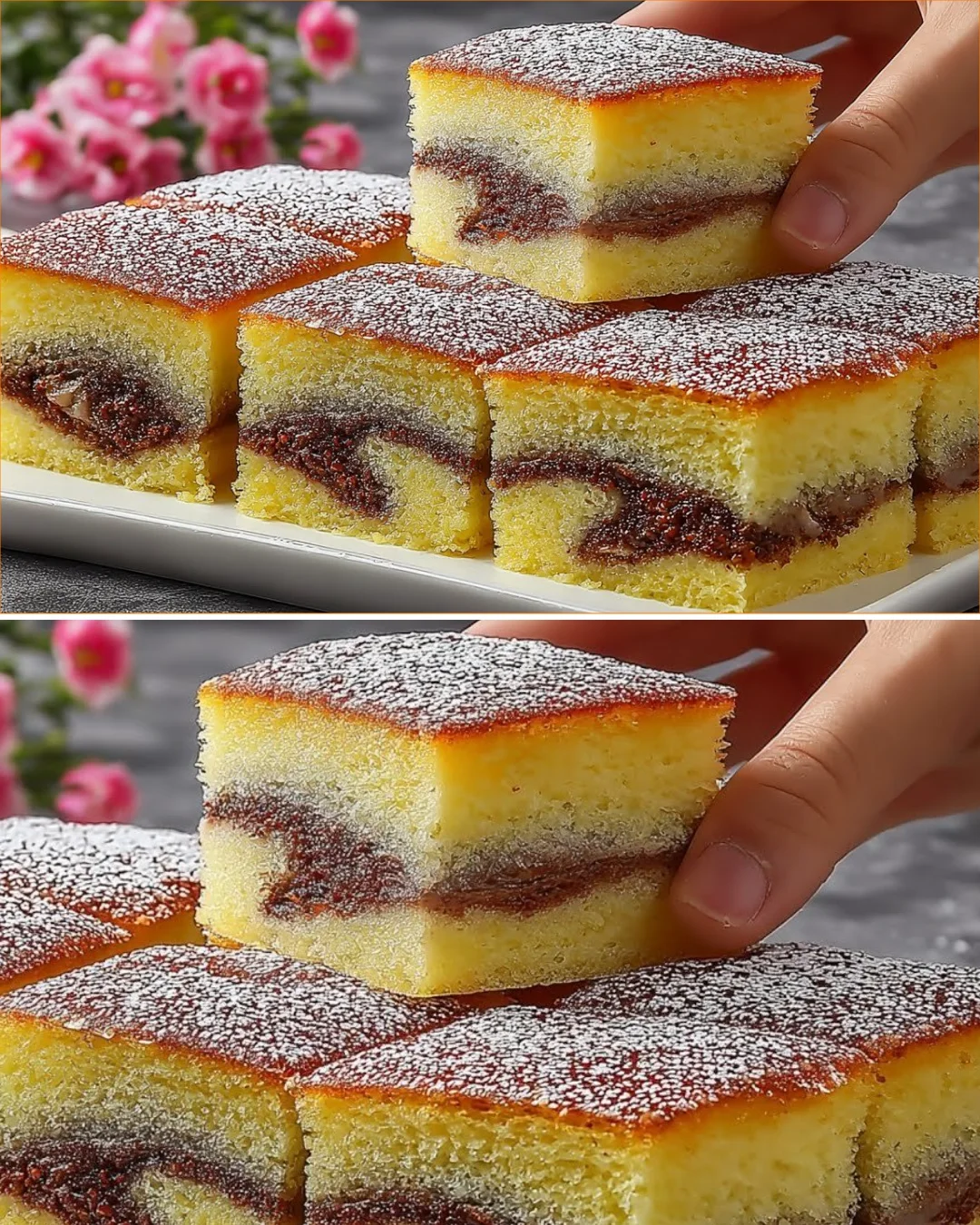 A slice of light and creamy cake topped with fresh berries