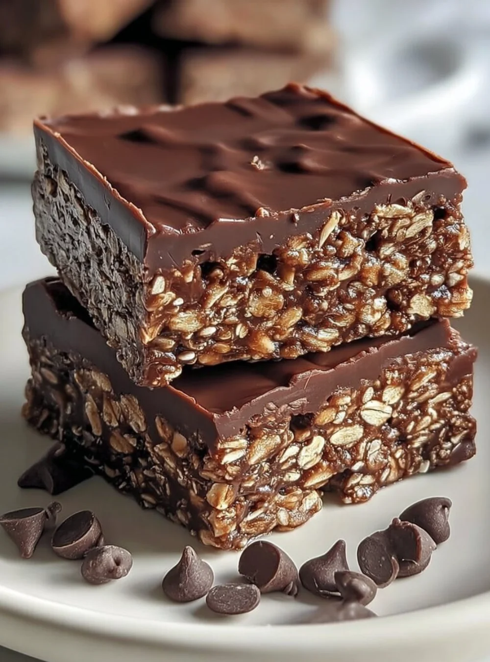 No-Bake Chocolate Oatmeal Bars with rich chocolate and oats