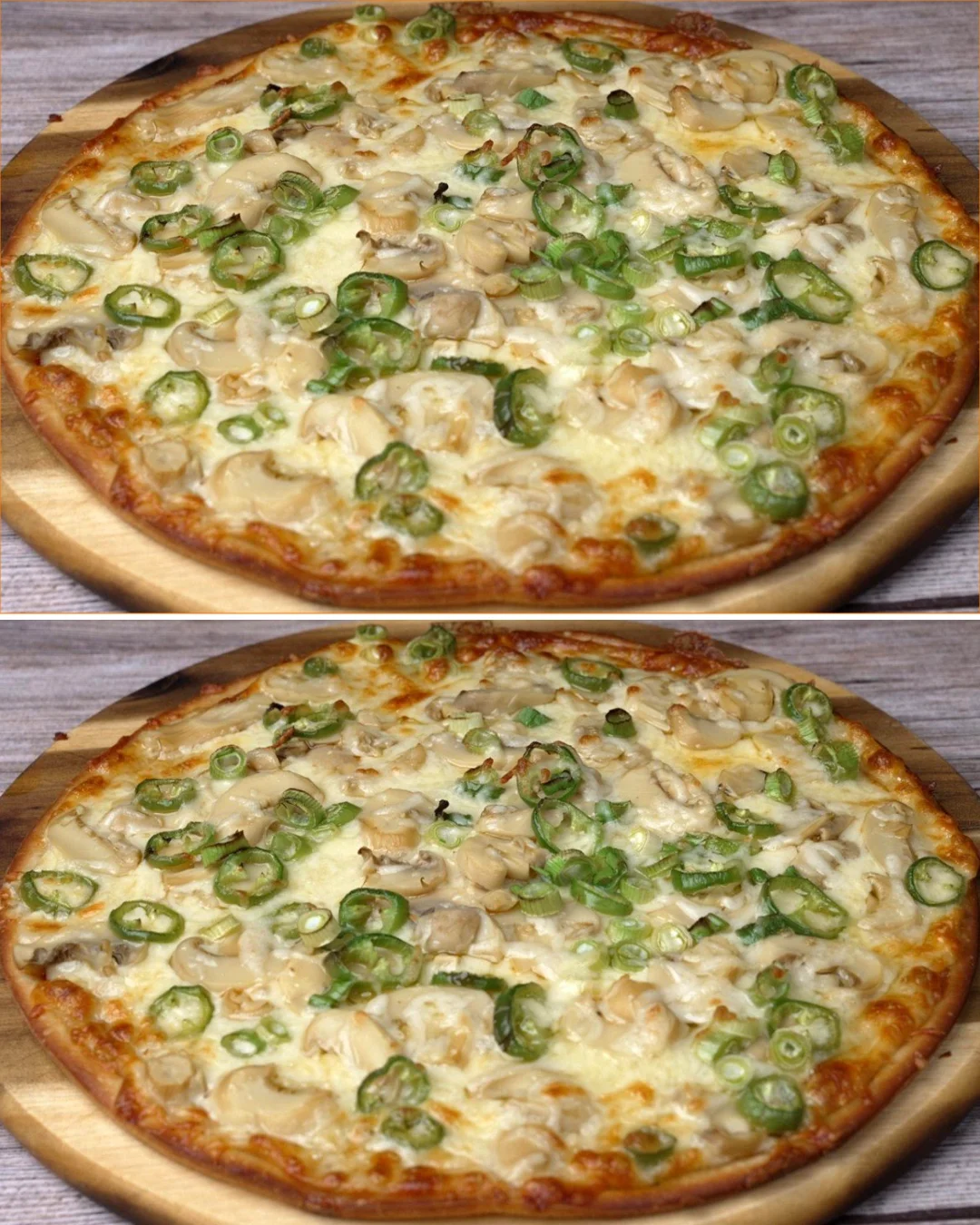 Delicious no knead pizza fresh out of the oven, topped with fresh ingredients.