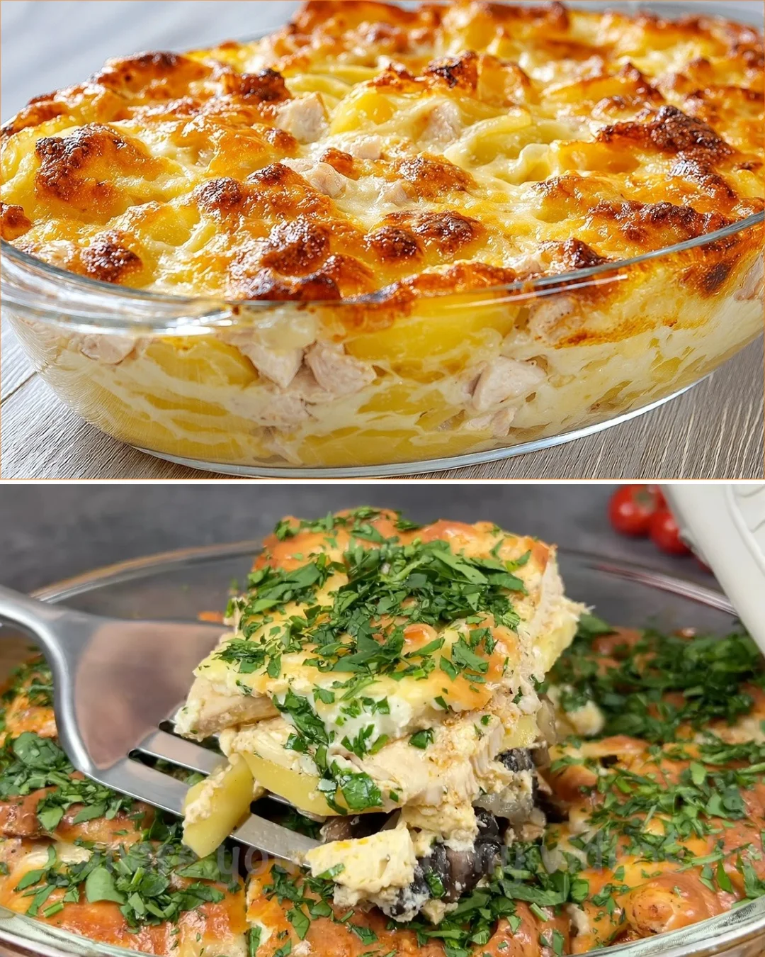 Oma's delicious casserole served in a dish, showcasing comfort food at its best.