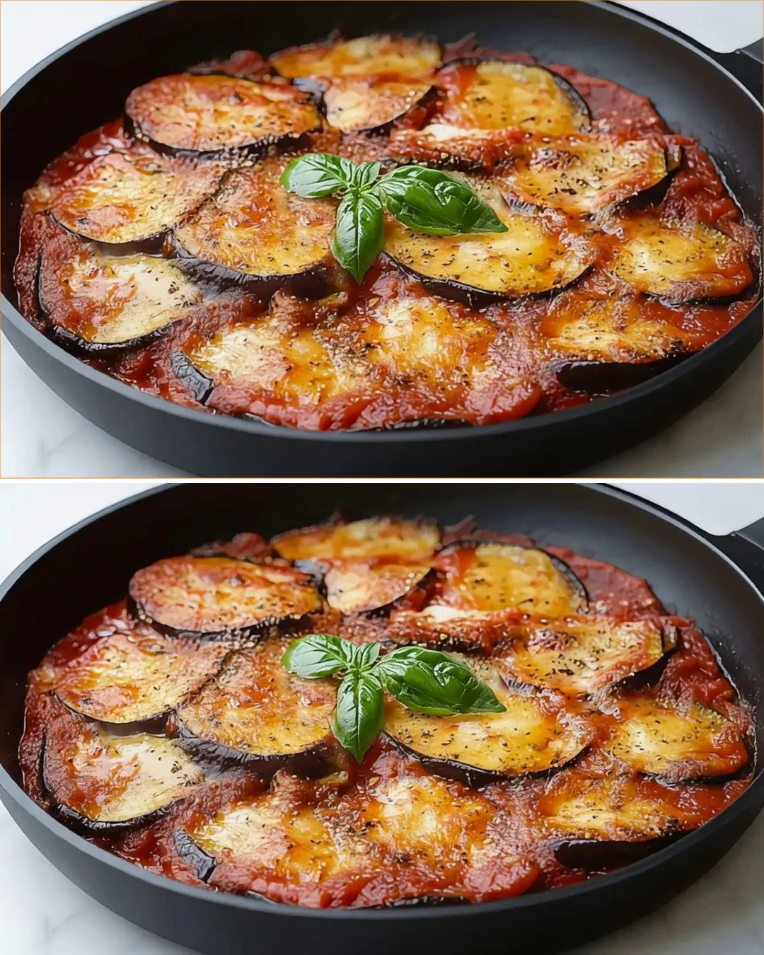 One-Pot Parmigiana dish with layers of cheese and sauce