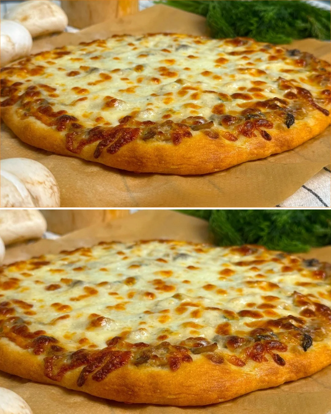 Delicious Pizza Julienne with fresh toppings and melted cheese