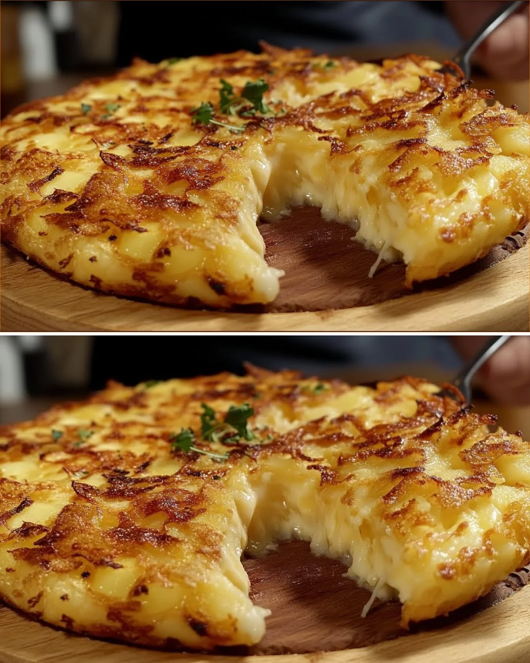 Delicious Potato and Cheese Frittata served on a plate with herbs