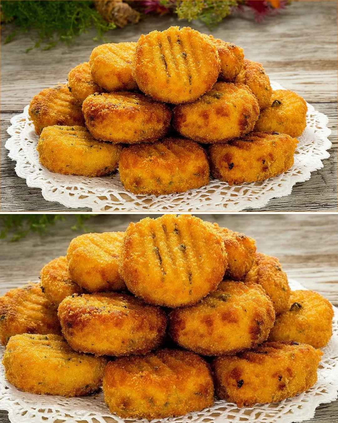 Crispy golden brown Potato Croquettes served with dipping sauce.