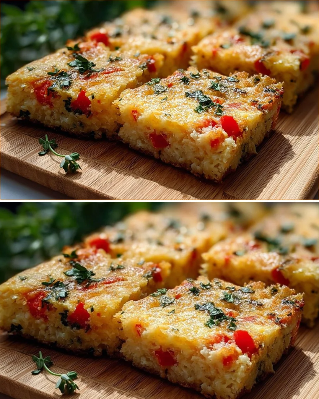 Potato, pepper, tomato, and feta pie served on a plate