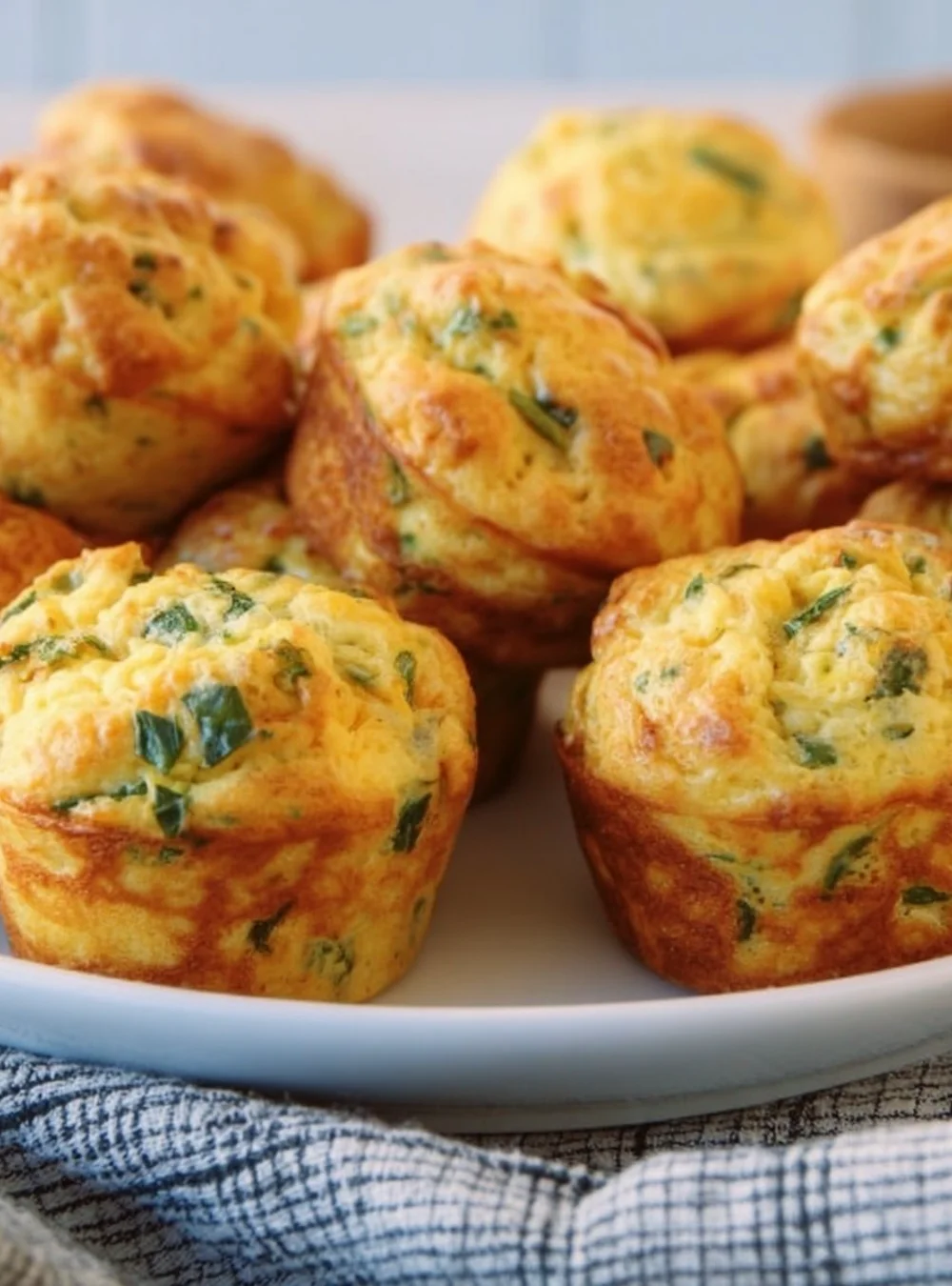 Savory cottage cheese muffins served on a plate