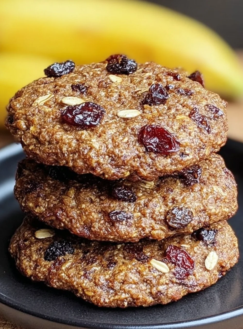 Sugar-free banana walnut cookies with cranberries for a healthy dessert