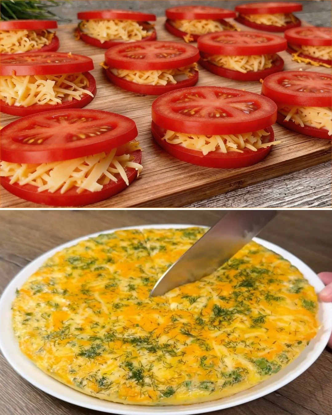 Delicious Tomato and Cheese Omelet ready to be served for breakfast.