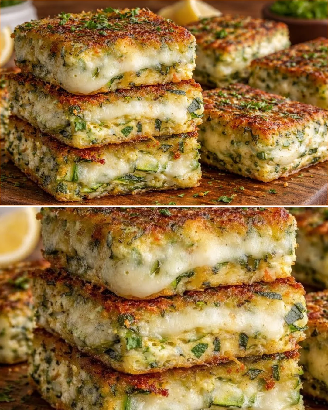 Delicious zucchini and egg casserole baked in a dish, ready to serve.