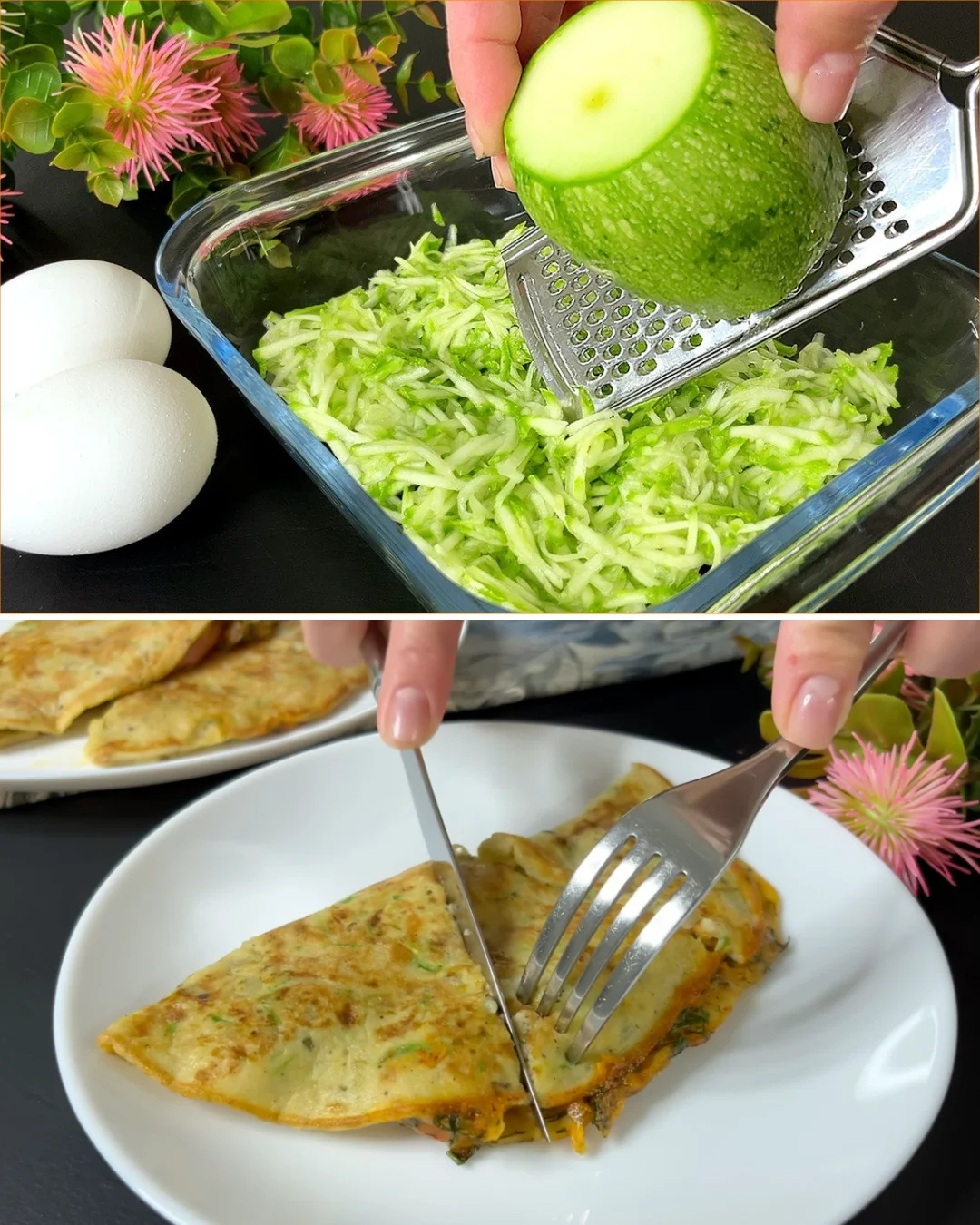 A delicious zucchini and egg frittata served on a plate.