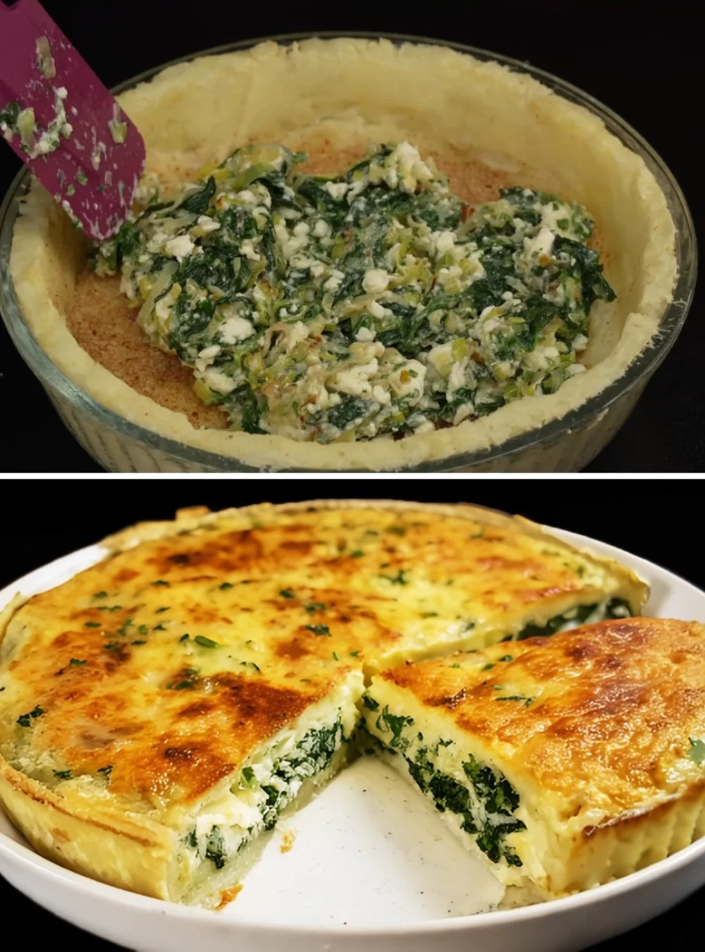 Authentic Spanakopita: A delicious Greek spinach pie ready to serve.