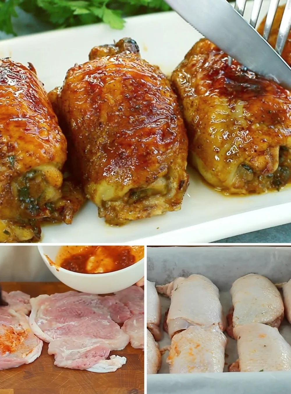 Delicious chicken rolls stuffed with cheesy mushroom filling, perfect for appetizers.