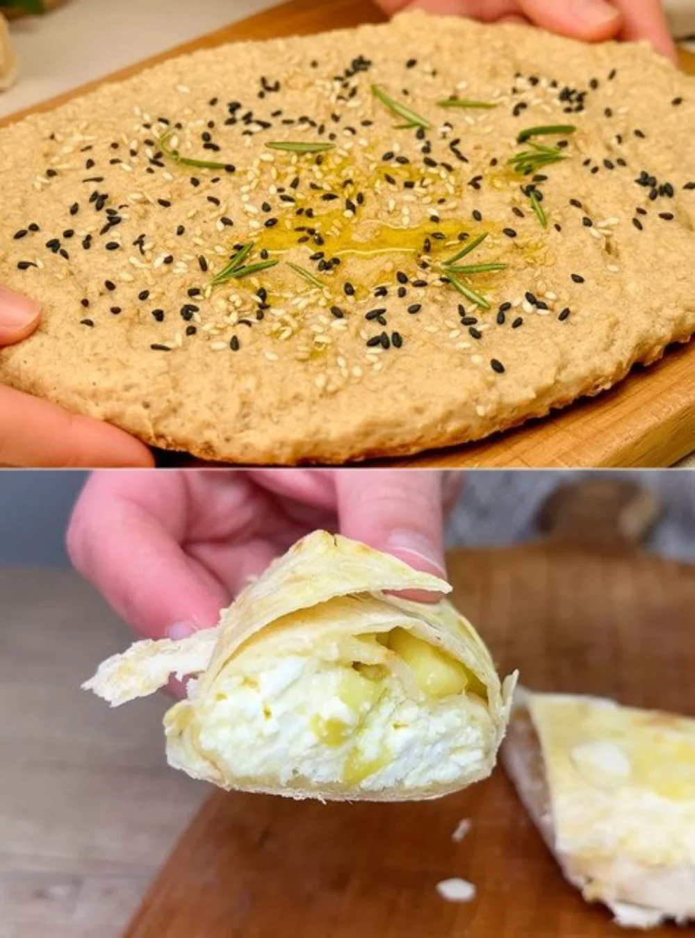 Delicious apple cottage cheese flatbread topped with fresh ingredients