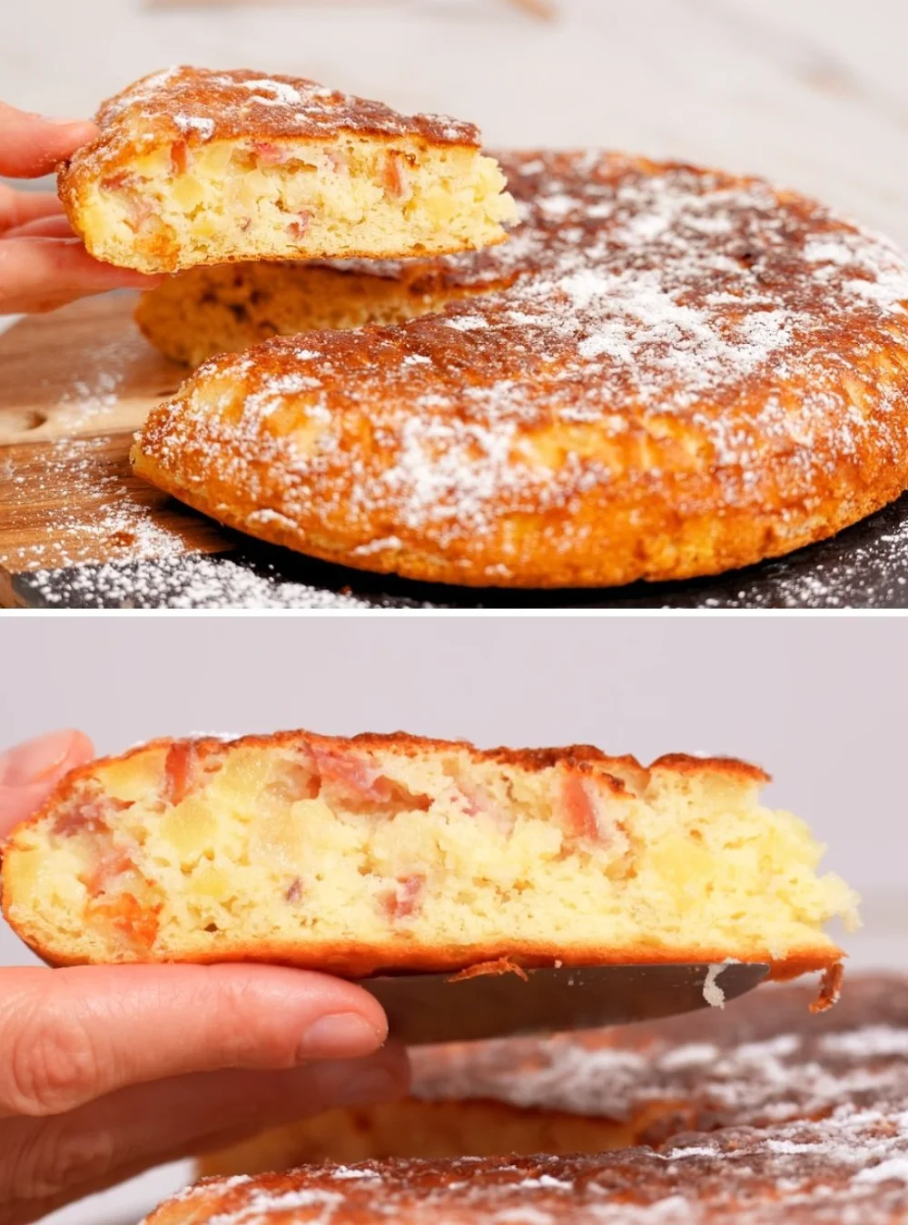 Easy apple pie made in a frying pan, showcasing golden crust and apple filling.