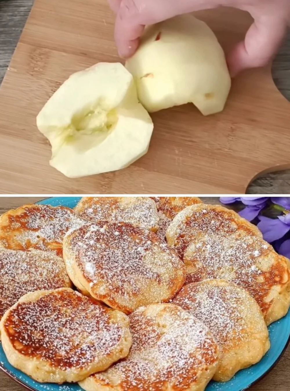 Delicious apple yogurt dessert served in a bowl with sliced apples and yogurt.