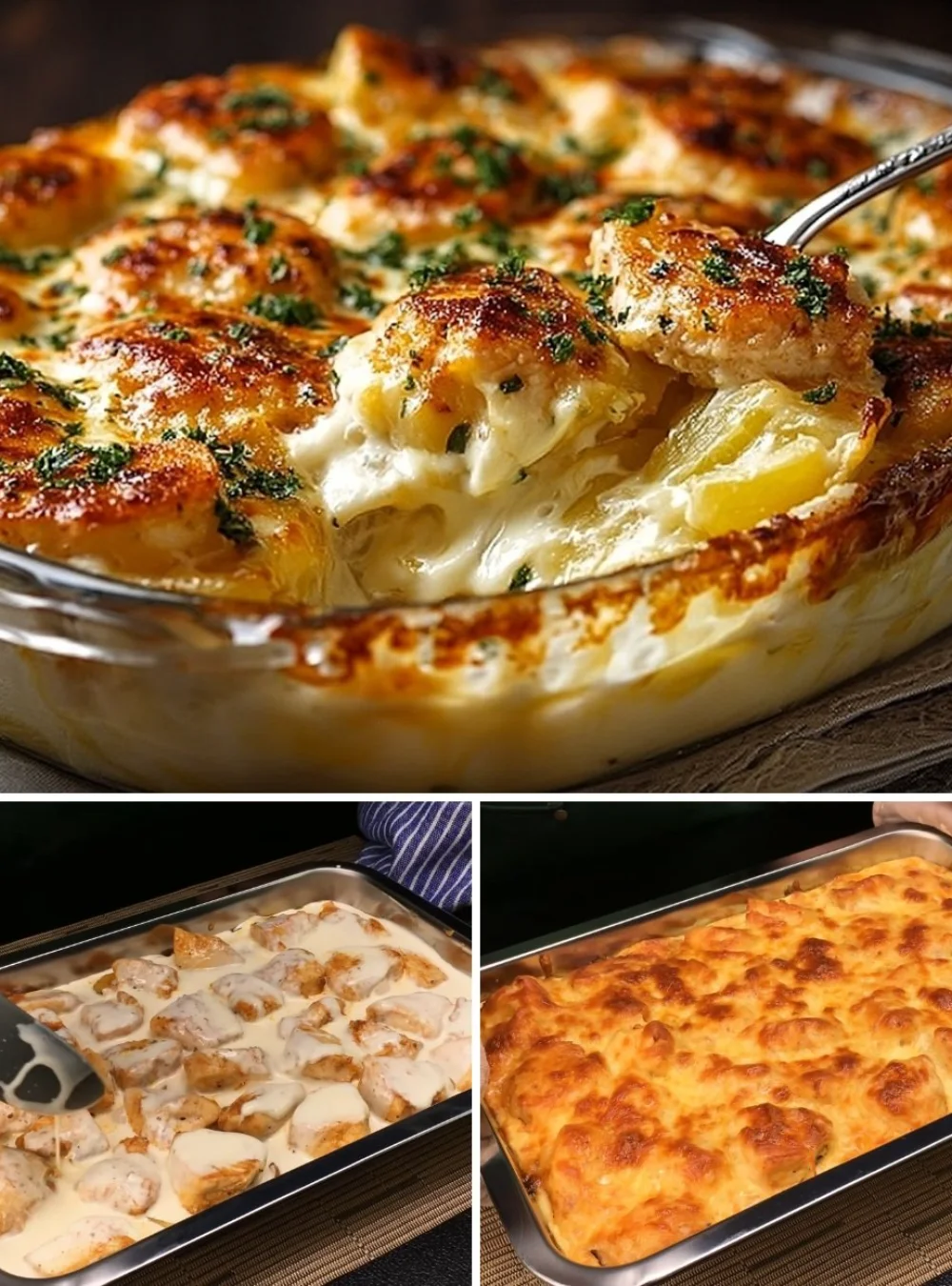 Delicious easy chicken casserole prepared for a weeknight dinner.