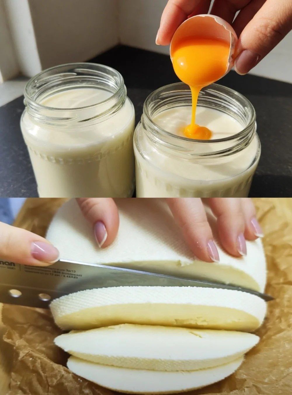Step-by-step process of turning milk to cheese.